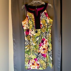 Alyx Limited Sleeveless Floral Dress Fuschia Green and black